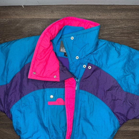 80’s-90’s Vintage Inside Edge Bold Blue and Purple Jumpsuit with Relaxed Fit XS - Picture 8 of 14